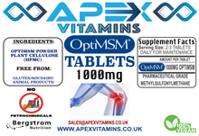 MSM TABLETS - Pure Distilled OptiMSM - Prices From: